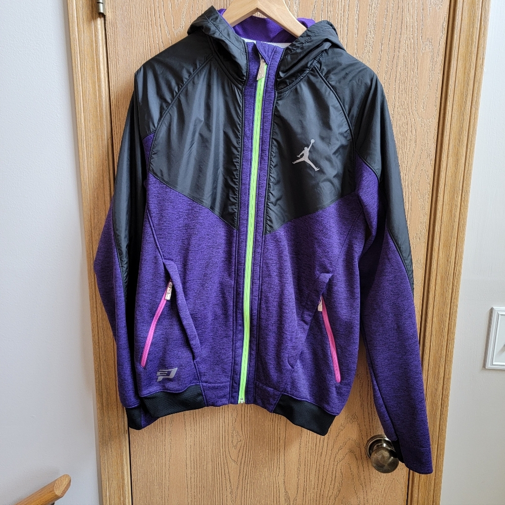 Nike Jordan CP3 Chris Paul Full Zip Jacket With Hood Men's Medium Black Purple
